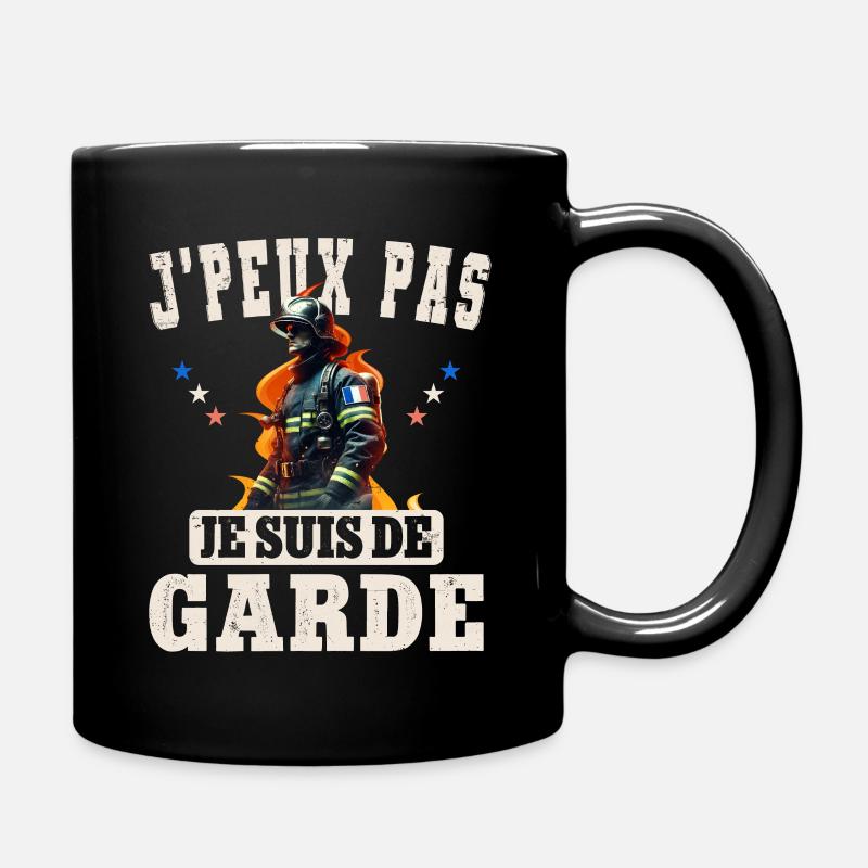 J'Peux Pas Je Suis de Garde | Le Cadeau Pompier - Mug uni - noir