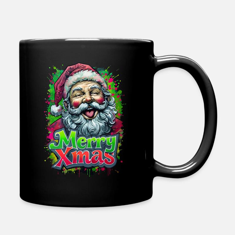 Merry Xmas lustiger Santa - Tasse einfarbig - Schwarz