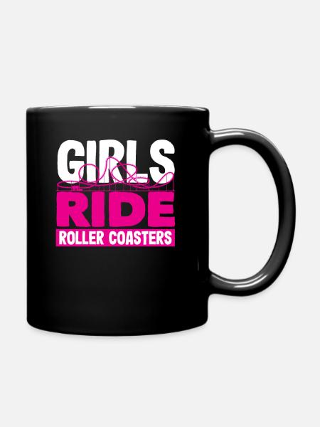 Mädchen Fahren Achterbahnen - Tasse einfarbig - Schwarz