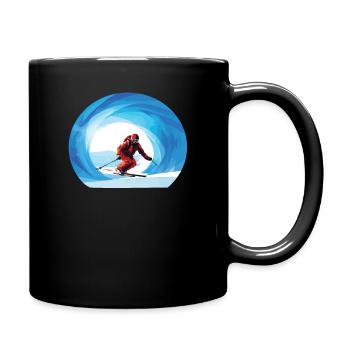 Aventure de ski dans la neige - Mug uni - noir - Droite