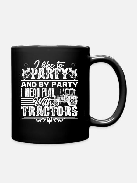 Farmer Farmers Play With Tractors - Full Colour Mug - black