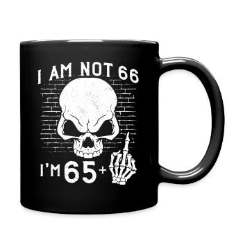 I Am 65 Plus Middle Finger - 66th Birthday - Full Colour Mug - black - Right
