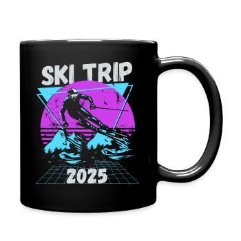 Ski Trip 2025 - Matching Family Snow Skiing - Full Colour Mug - black - Right