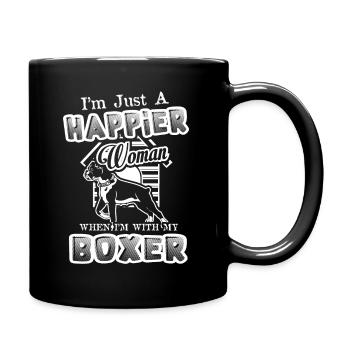 I'm Just A Happier Woman With My Boxer Dog - Full Colour Mug - black - Right