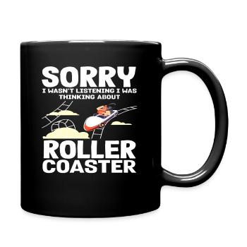 Roller coaster in the head funny motif - Full Colour Mug - black - Right
