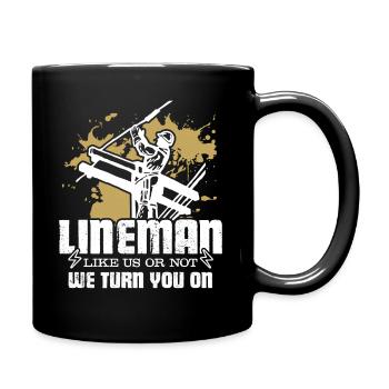 Lineman Turn You On - Full Colour Mug - black - Right