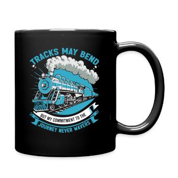 Gleise mögen sich biegen, aber mein Engagement für die Reise - Tasse einfarbig - Schwarz - Rechts
