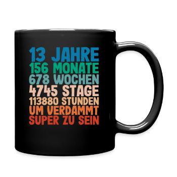 13. Geburtstag 13 Jahre Voller Abenteuer - Tasse einfarbig - Schwarz - Rechts