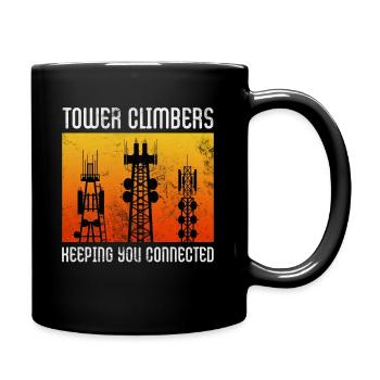Tower Climbers Keeping You Connected Cell Mast - Full Colour Mug - black - Right