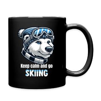 Polar Bear Skiing Ski Goggles Beanie Winter Vacation - Full Colour Mug - black - Right