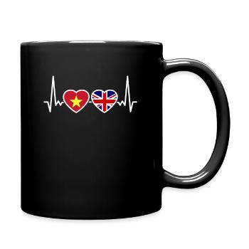 Vietnam UK Herzschlag Flagge Brite Vietnamese - Tasse einfarbig - Schwarz - Rechts