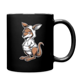 Känguru Kangaroo Australische Tiere - Tasse einfarbig - Schwarz - Rechts