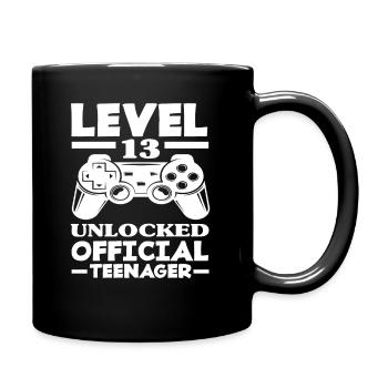 Level 13 Unlocked 13th Birthday Teenager - Full Colour Mug - black - Right