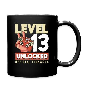 Level 13 Freigeschaltet 13. Geburtstag - Tasse einfarbig - Schwarz - Rechts