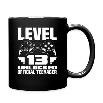 Level 13 Unlocked Official Teenager 13. - Full Colour Mug - black - Right