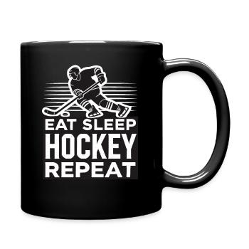 hockey sur glace les joueurs de hockey sur glace mangent dorment hockey répéter - Mug uni - noir - Droite