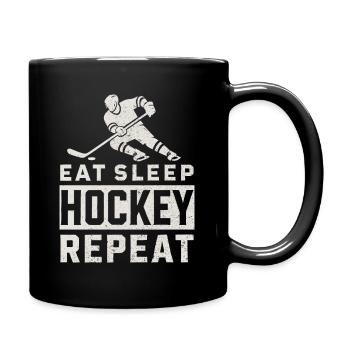 hockey sur glace les joueurs de hockey sur glace mangent dorment hockey répéter - Mug uni - noir - Droite