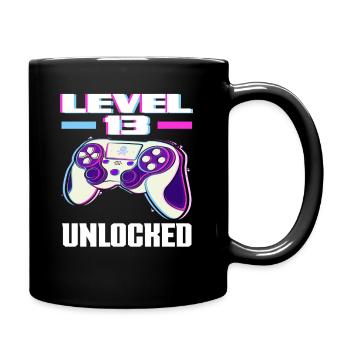 Level 13 Freigeschaltet Geburtstag - Tasse einfarbig - Schwarz - Rechts