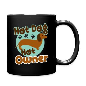Hot Dachshund Hot Dog Hot Owner - Full Colour Mug - black - Right