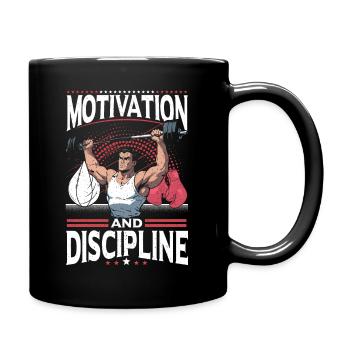 Motivation und Disziplin Fitnessstudio Fitness - Tasse einfarbig - Schwarz - Rechts