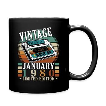 Anniversaire de Janvier 1980 - Janvier 1980, Janvier 1980 - Mug uni - noir - Droite