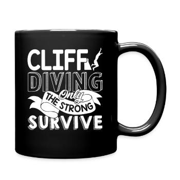 Cliff Diving Only The Strong Survive - Full Colour Mug - black - Right