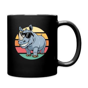 Cool Rhino with Sunglasses Vintage Sunset - Full Colour Mug - black - Right
