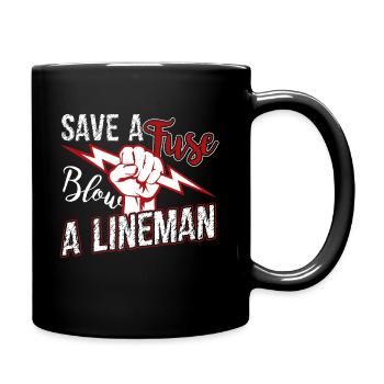Lineman Blow A Lineman - Full Colour Mug - black - Right