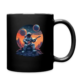 Bass Musiker Astronaut im All Moon Gitarre Bassist - Tasse einfarbig - Schwarz - Rechts