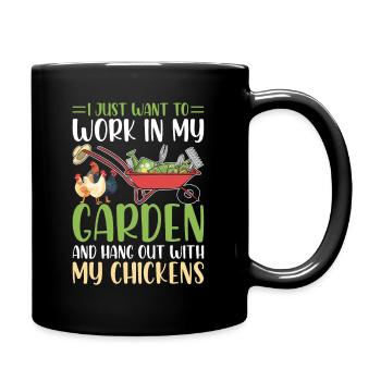 Lustiges Hühner-Design für Gartenliebhaber - Tasse einfarbig - Schwarz - Rechts