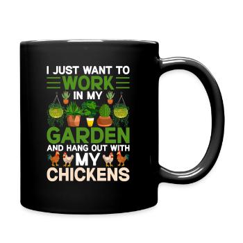 Fun chicken design for garden lovers - Full Colour Mug - black - Right