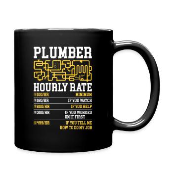 Plombier drôle taux horaire bricoleur plombier - Mug uni - noir - Droite