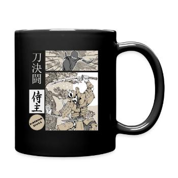 samurai katana Duell vs ninja - Tasse einfarbig - Schwarz - Rechts
