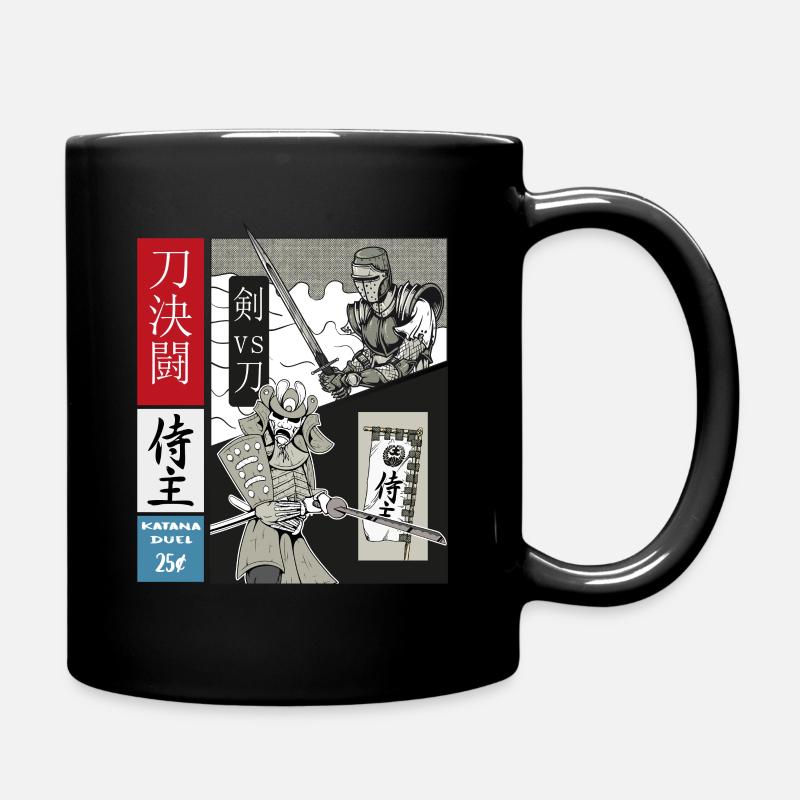 Samurai Duell Katana vs. schweres Schwert - Tasse einfarbig - Schwarz