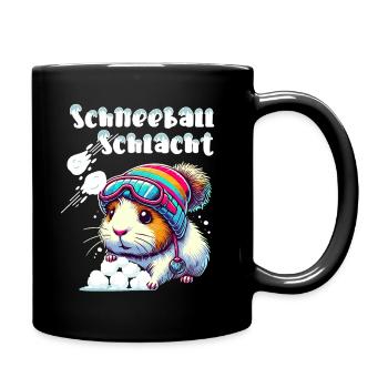 Guinea Pig Snowball Fight Winter Ski Fun - Full Colour Mug - black - Right