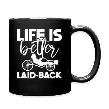 Life Is Better Laid-Back Reclining Bike Tricycle - Full Colour Mug - black - Right