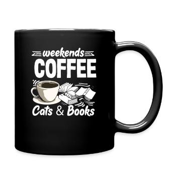Coffee Lovers Weekend: Cats And Books - Full Colour Mug - black - Right