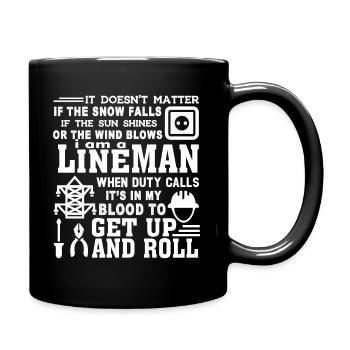 Lineman Lineman It's In My Blood - Full Colour Mug - black - Right