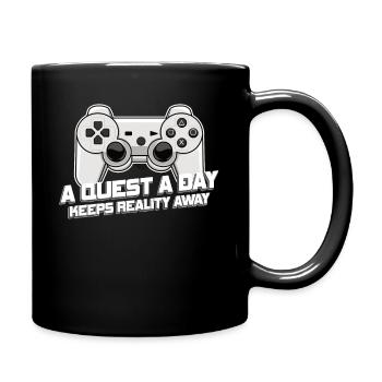 Gamer A Quest A Day Spielen - Tasse einfarbig - Schwarz - Rechts