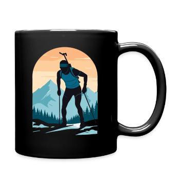 Biathlon Biathlet Wintersport - Tasse einfarbig - Schwarz - Rechts