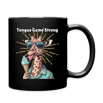 Tongue Game Strong - Funny Giraffe with - Full Colour Mug - black - Right