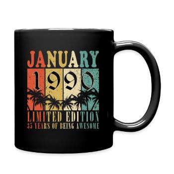 Januar 1990 Geburtstag - Januar 1990, January 1990 - Tasse einfarbig - Schwarz - Rechts