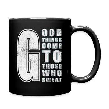 good things come to those who sweat - Full Colour Mug - black - Right