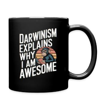Darwinism explains why i am awesome - Full Colour Mug - black - Right