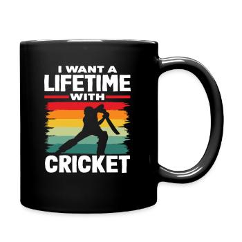I want a life with cricket player - Full Colour Mug - black - Right