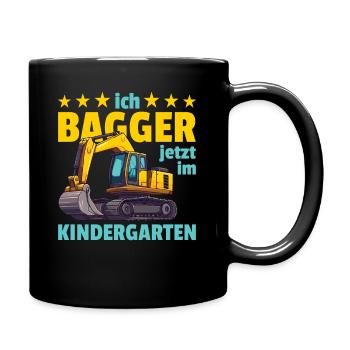 ich Bagger jetzt im Kindergarten Bauarbeiter - Tasse einfarbig - Schwarz - Rechts