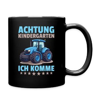 Attention kindergarten I'm coming farmer tractor - Full Colour Mug - black - Right