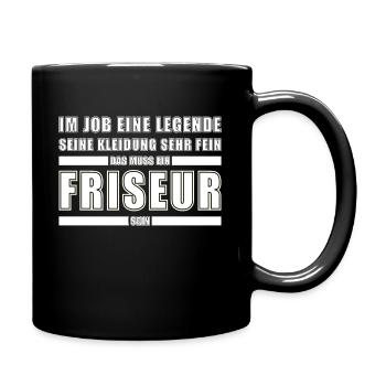 Friseur Beruf - Tasse einfarbig - Schwarz - Rechts