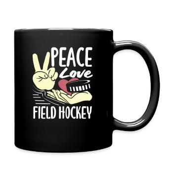 Feldhockeyspieler Frieden Liebe Hockey - Tasse einfarbig - Schwarz - Rechts