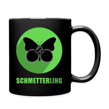 Smash-Schmetterling Geschenk für Tischtennisfreund - Tasse einfarbig - Schwarz - Rechts
